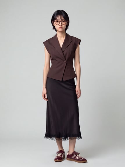 VERO MODA Maxi-Rock mit Spitzenbesatz am Saum Black 1