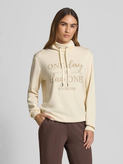 Soyaconcept Sweatshirt met opstaande kraag en tunnelkoord, model 'BANU' Ecru - 4