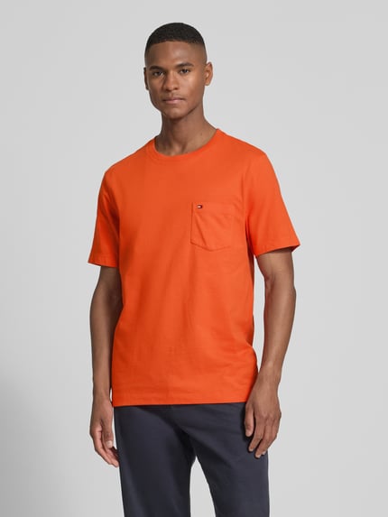 Tommy Hilfiger T-shirt o kroju regular fit z czystej bawełny Pomarańczowy 4