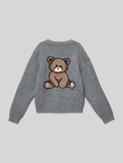 ONLY Regular Fit Strickpullover mit Motiv-Stitching Modell 'TEDDY' Anthrazit 3