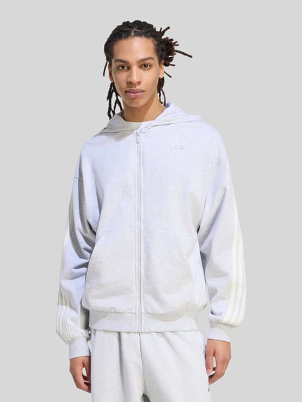 adidas Sportswear Bluza rozpinana o kroju relaxed fit z czystej bawełny z kapturem Jasnoszary 4