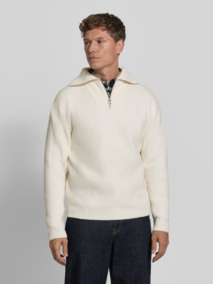 Lindbergh Oversized Strickpullover mit Baumwoll-Anteil Weiss 4