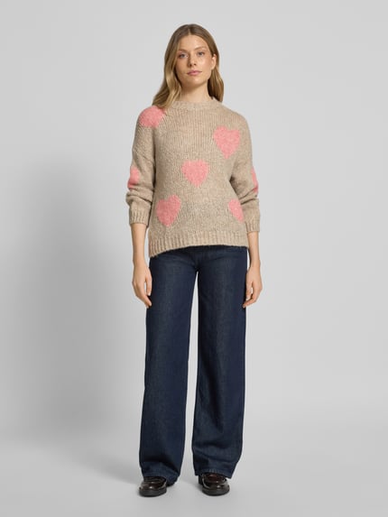 ZABAIONE Gebreide pullover met ronde hals, model 'Bo44nita' Beige - 1