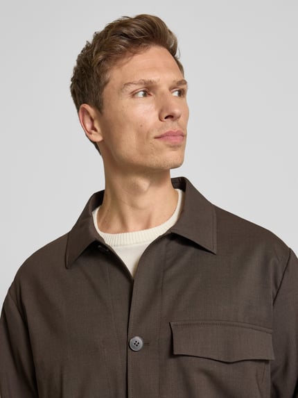 ANNARR Relaxed Fit Hemdjacke mit Brusttasche Modell 'KARL' Dunkelbraun 3