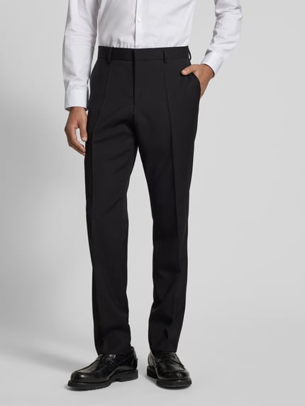 BOSS Regular fit pantalon met persplooien, model 'Genius' Zwart - 4