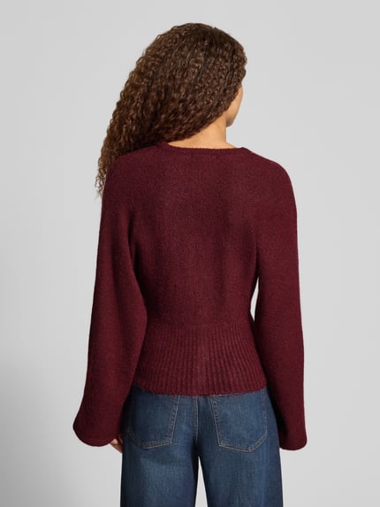 Gina Tricot Regular fit gebreid jack met wol Bordeaux - 5