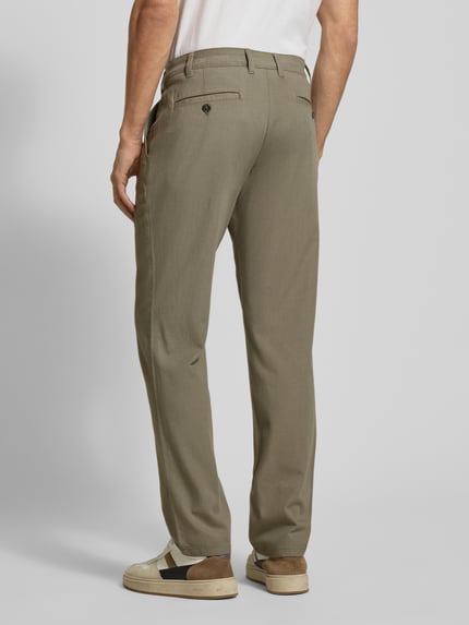 Christian Berg Men Spodnie materiałowe o kroju regular fit z mieszanki wiskozy Khaki melanż 5