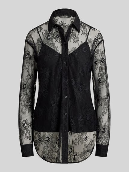 Lauren Ralph Lauren Loose Fit Langarmbluse aus floraler Spitze Black 2