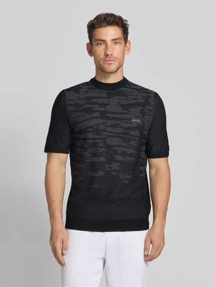 BOSS Green t-shirt o kroju regular fit z mieszanki wiskozy model 'KN_Globe TS' Czarny 4