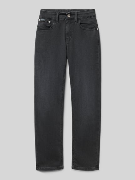 Calvin Klein Jeans Jeansy z prostą nogawką i detalem z logo Czarny 1