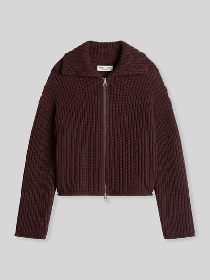 Marc O'Polo Loose Fit Cardigan aus Baumwoll-Mix Dunkelrot 2