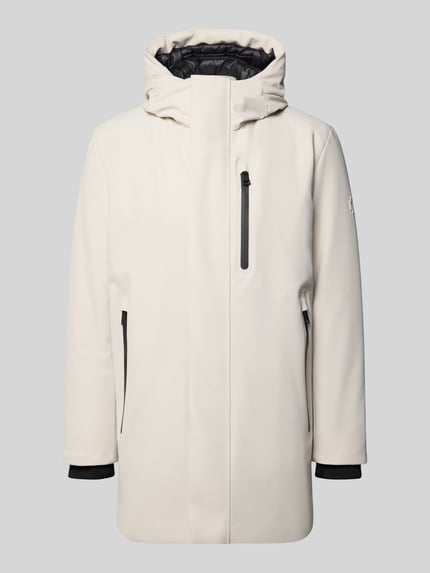 Produktfoto, cremefarbener Regular Fit Parka mit Stehkragen Modell 'FLEX CROSS PARKA' von Strellson, Herren Parka von Strellson, glatte Oberfläche