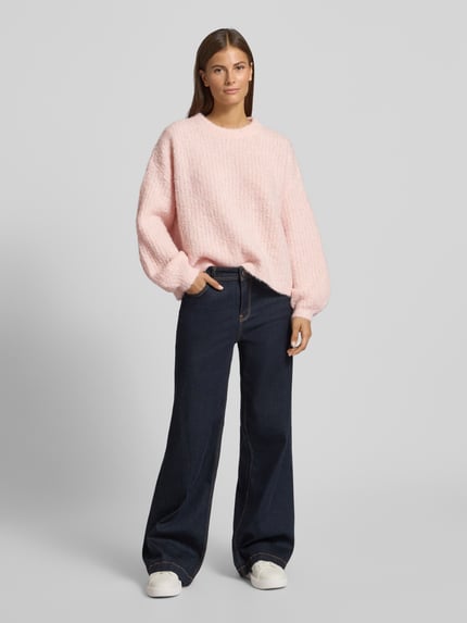 VERO MODA Relaxed Fit Strickpullover mit Woll-Anteil Modell 'CARMEN' Rosa 1