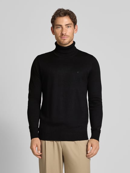 Christian Berg Men Slim fit pullover van een mix van katoen en wol Zwart - 4