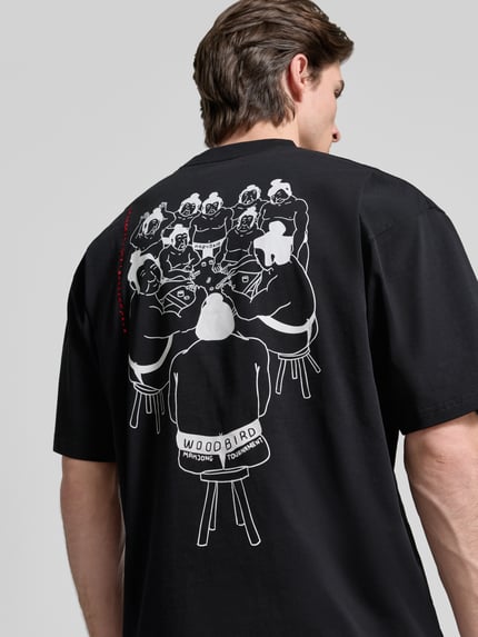 WOODBIRD T-Shirt mit Label-Detail Modell 'Beam' Black 3