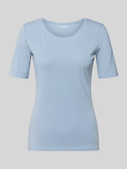 Jake*s Casual Slim Fit T-Shirt aus reiner Baumwolle Bleu 2