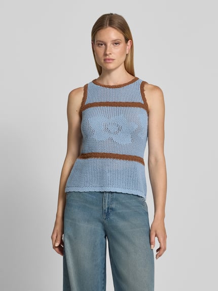 Jake*s Casual Stricktop mit Kontraststreifen Bleu 4