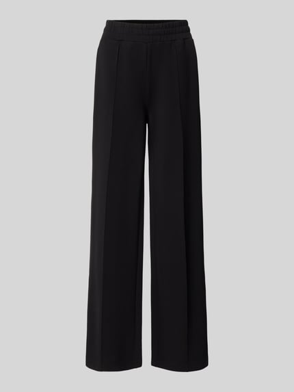 Productfoto, Wide Leg Sweatpants aus Viskose-Mix van Varley in zwart met Persplooien, elastische band, viscosemix met stretch, Binnenbeenlengte maat S 78 cm