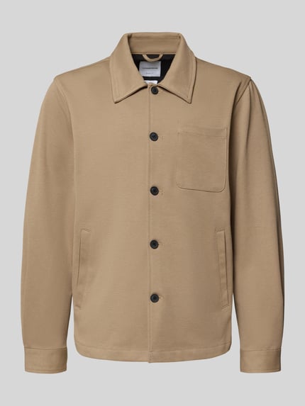 Produktfoto, Hemdjacke mit Knopfleiste von Lindbergh in Beige, Regular Fit, Material-Mix mit Viskose, Kentkragen, sichtbare Taschen.