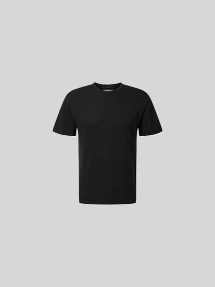 Officine Générale T-shirt z prążkowanym okrągłym dekoltem Czarny 2