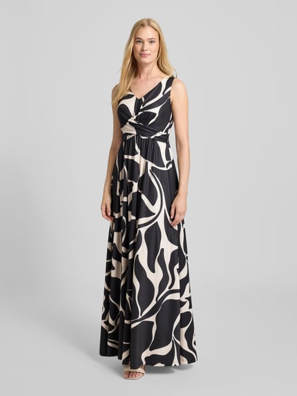 Christian Berg Cocktail Abendkleid mit V-Ausschnitt Beige 1