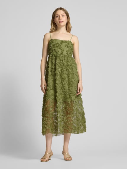 VILA Knielanges Kleid mit Strukturmuster Modell 'LEONORA' Schilf 4