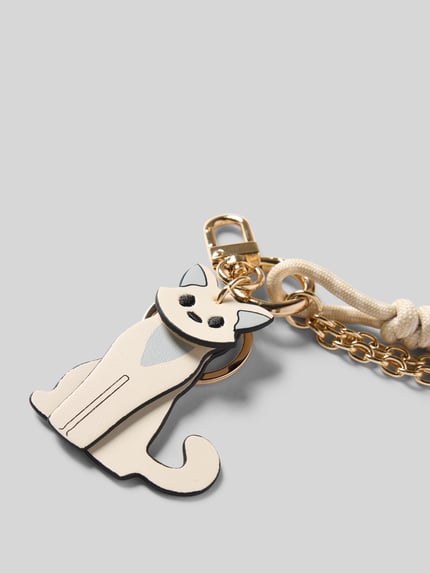 Seidenfelt Sleutelhanger, model 'MY CAT WITH CHARMS' Beige - 2