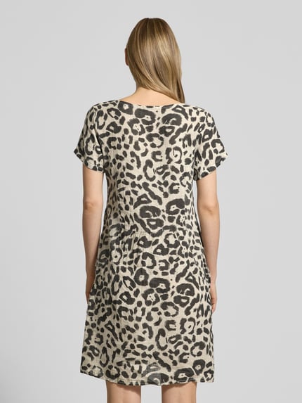 ZABAIONE Knie-lange jurk van linnen-mix met katoen-aandeel model 'Ro44saa' Beige - 5