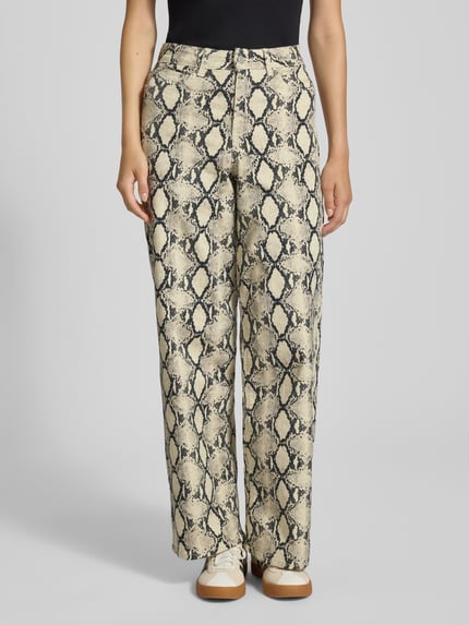 JJXX Wide leg broek in 5-pocketmodel, model 'SARAH AOP TOKYO' Beige - 4