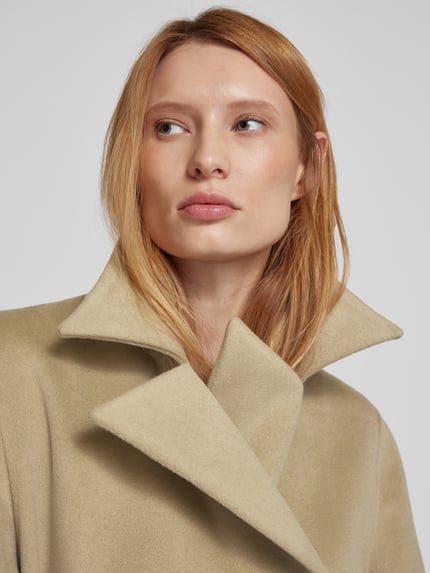 Nanushka lange wollen jas met zijde Olijfgroen - 3