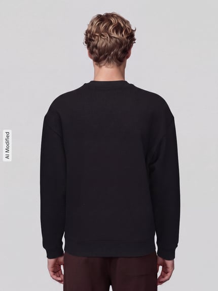 HUGO Blue relaxed fit sweatshirt van 100% katoen model 'Niviocrew' BLACK - 5