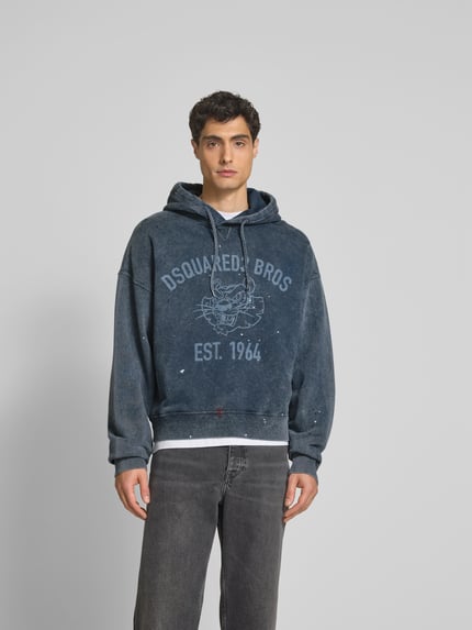 Dsquared2 oversized hoodie met labelprint Bleu - 4