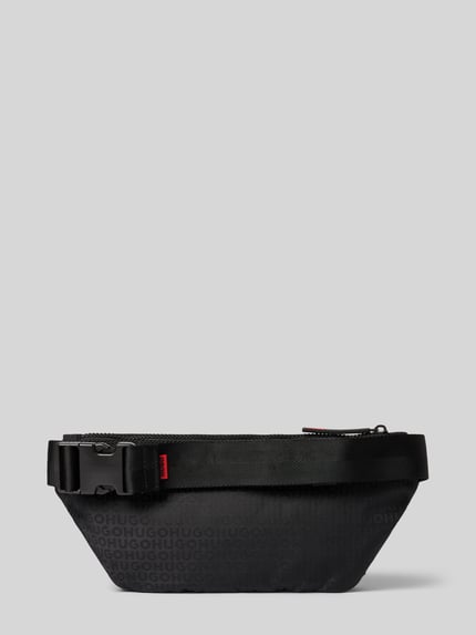 Produktfoto, Bauchtasche mit verstellbarem Schulterriemen Modell 'Ethon_JQ' von HUGO in Schwarz mit dezentem Logo-Muster, Herren Rucksack von HUGO