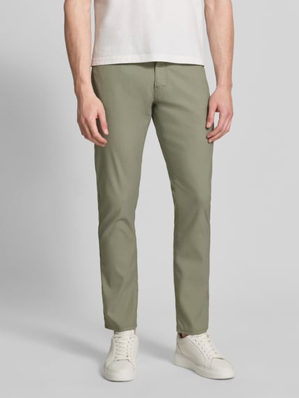 Pierre Cardin Spodnie w kroju regular fit z detalem z etykietą model 'Lyon' Oliwkowy 4