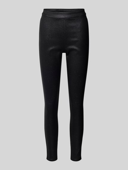 Produktfoto, Skinny Fit Hose aus Viskose-Mix von s.Oliver BLACK LABEL in schimmernder Optik, schwarz, elastischer Bund, Stretch-Webstruktur