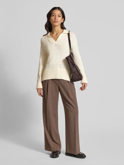 Fynch-Hatton Strickpullover mit V-Ausschnitt Ecru 1