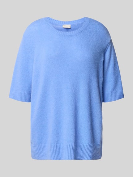 Milano Italy Sweter z dzianiny o kroju oversized z okrągłym dekoltem Błękitny 2