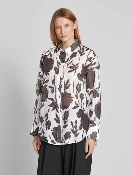 HERZENS Bluzka koszulowa z mieszanki lyocellu i lnu Złamany biały 4