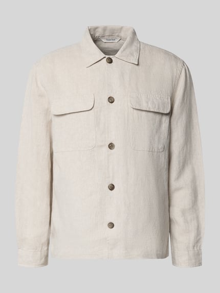 Selected Relaxed Fit Hemdjacke aus Leinen-Baumwoll-Mix Modell 'LEROY' Beige 2