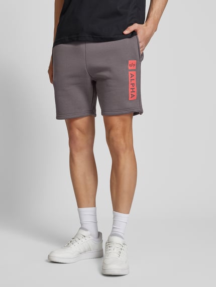 Alpha Industries Sweatshorts met elastische band en tunnelkoord Antraciet - 4