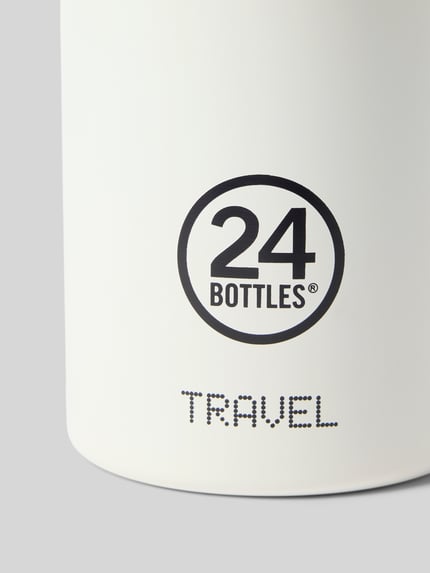 Produktfoto, Travel Mug aus Edelstahl von 24bottles w kolorze jednolitym, z nadrukiem logo, matowa tekstura, pojemność 350 ml, wysokość 12 cm, średnica 8 cm, termoizolacja, szczelny zakręcany korek, bez BPA, odpowiedni na gorące i zimne napoje
