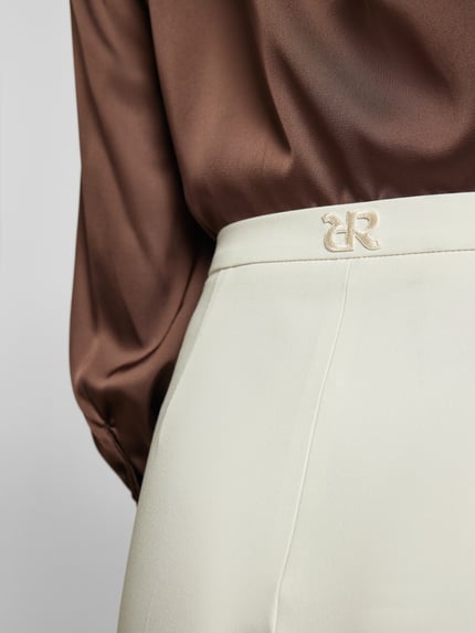 Raffaello Rossi Flared stoffen broek met siernaden en viscoe, model 'DORO' Ecru - 3