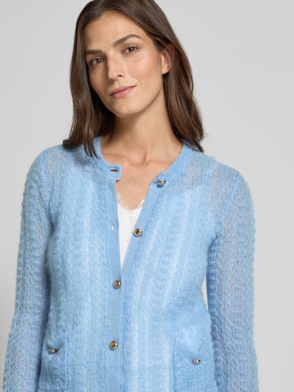 Max Mara Studio Regular Fit Strickjacke aus Mohair-Woll-Mix Modell 'GOLIA' Hellblau 3