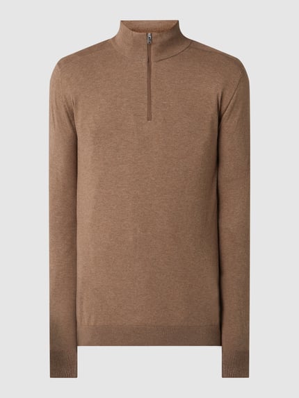 Selected Regular Fit Troyer mit kurzem Reißverschluss Sand Melange 2