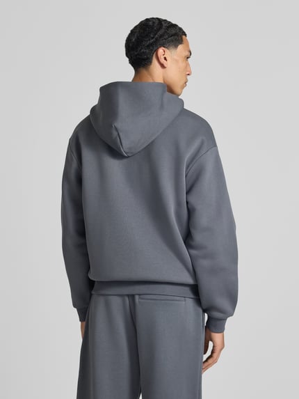 REVIEW Relaxed Fit Sweatjacke aus Baumwoll-Mix mit Label-Detail Dunkelgrau 5
