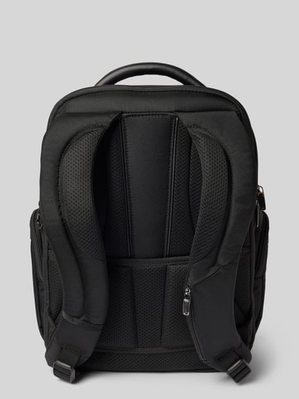 Productfoto, rugzakfunctie van kalfsleer-mix met logodetail, structuurpatroon, Model 'Pro-DLX' van Samsonite, Heren, zwart