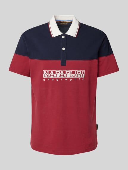 Napapijri Regular fit poloshirt met labelstitching, model 'SATURNIA' Marineblauw - 2