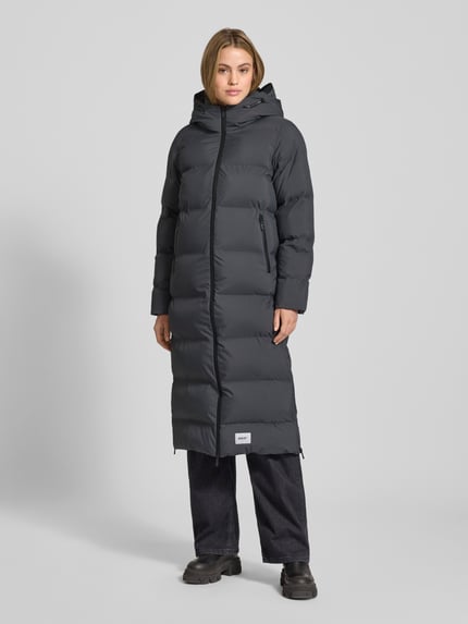 khujo Gewatteerde lange jas met labelpatch, model 'Larea' Antraciet - 4