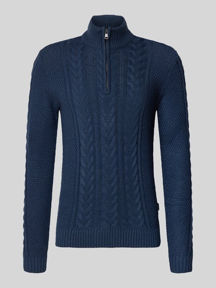 Blend Strickpullover mit Reißverschluss Modell 'BASIM' Marine 2