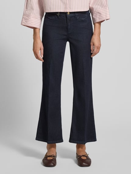CAMBIO Regular Fit Bootcut Jeans aus Baumwoll-Mix Modell 'FABIENNE' Jeansblau 4